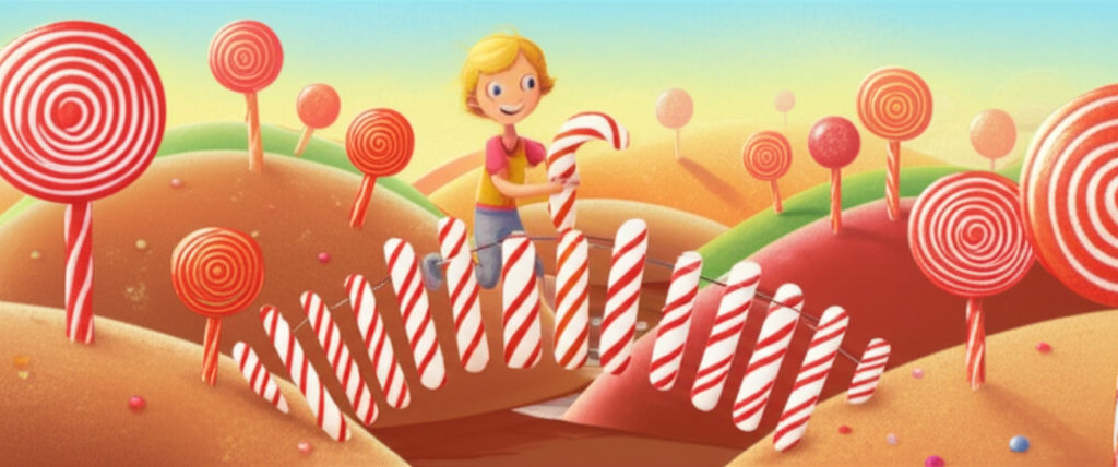 Cover illustration for Clare's Candy Cane Bridge - a personalized children's story