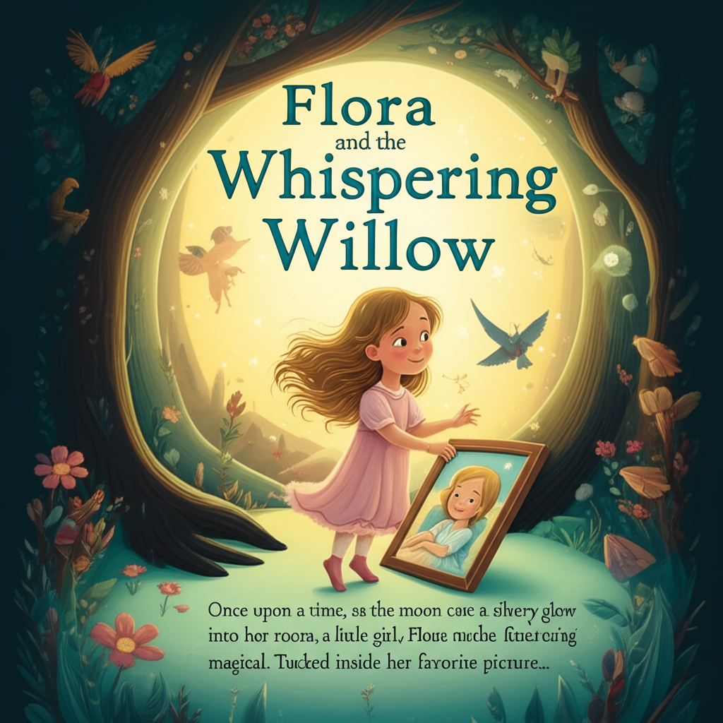 Cover illustration for Flora and the Whispering Willow - a personalized children's story