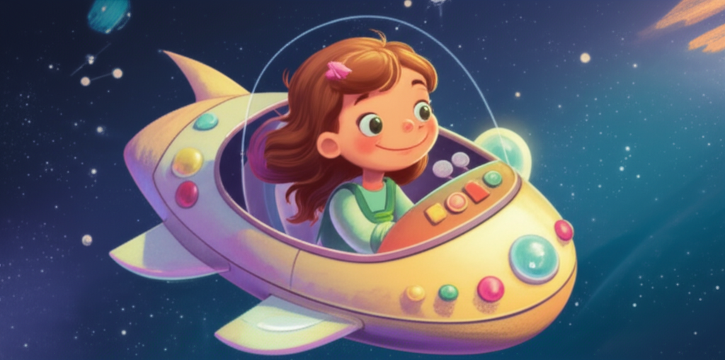 Cover illustration for Maria and the Planet of Whispers - a personalized children's story