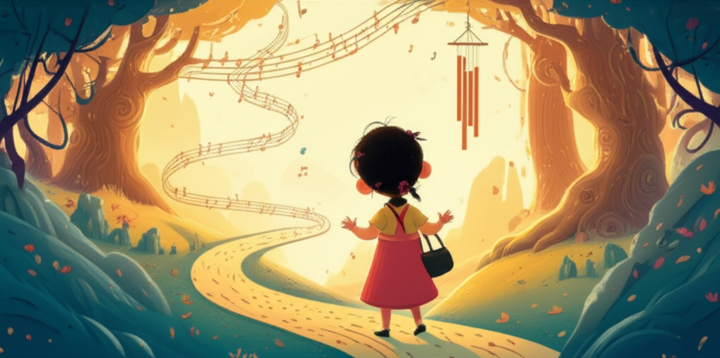 Cover illustration for Maya e a Melodia Perdida - a personalized children's story