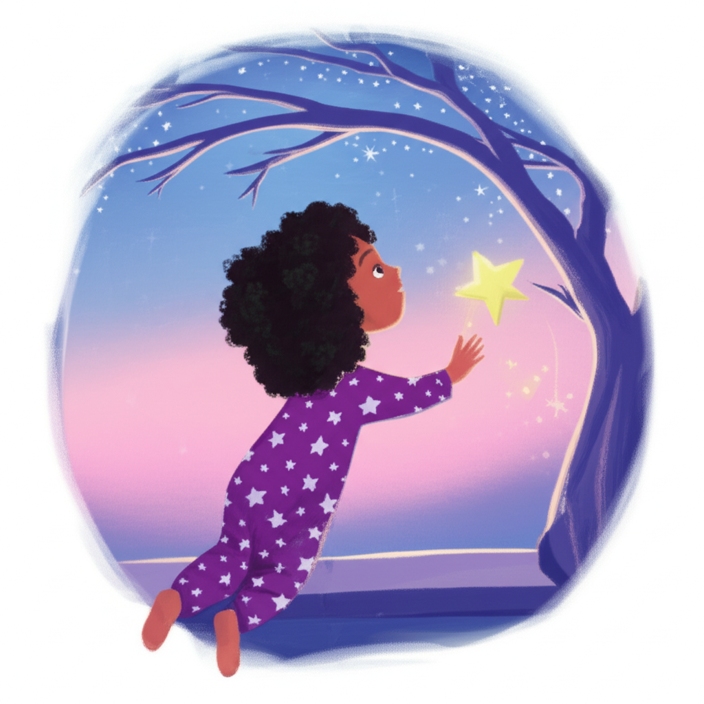 Cover illustration for Zoe and the Little Light's Lullaby - a personalized children's story