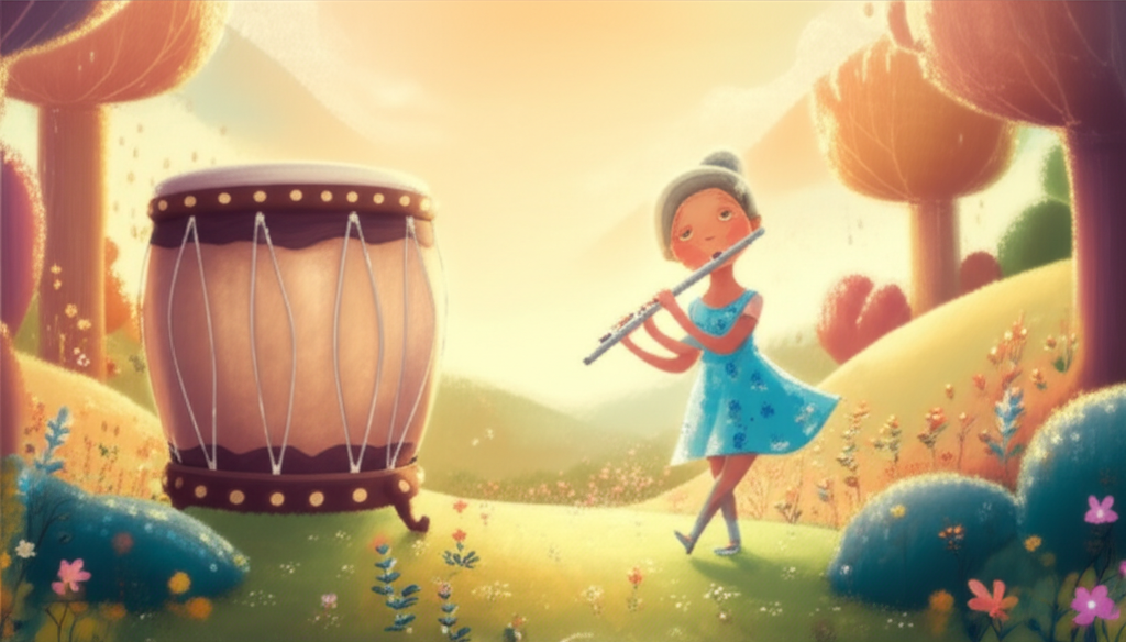 Cover illustration for Flora and the Gentle Drum - a personalized children's story