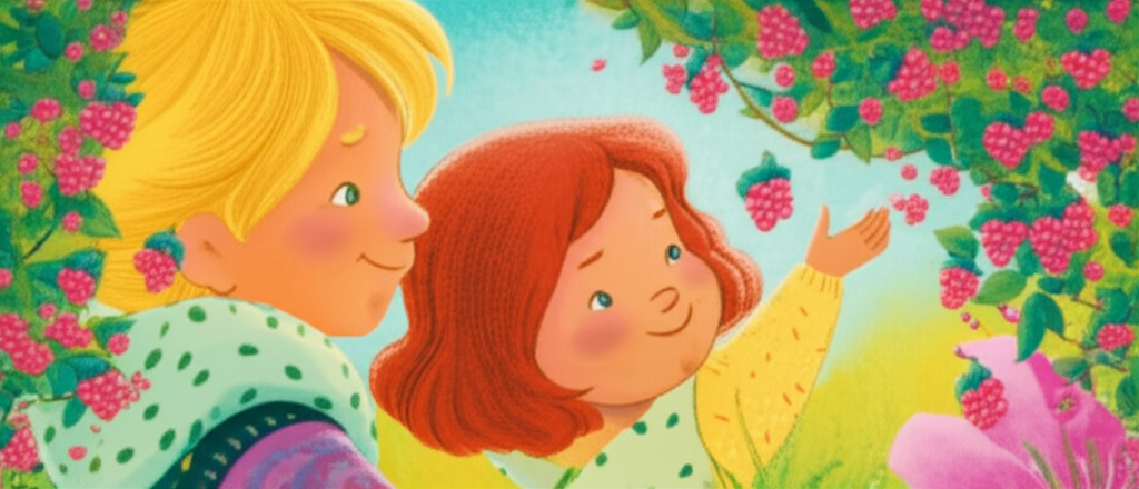 Cover illustration for Jess and the Glimmerberry Bush - a personalized children's story