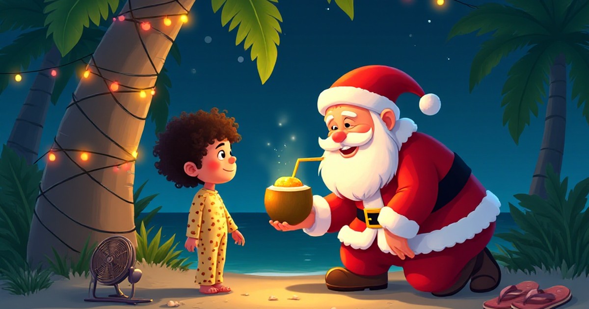 Cover illustration for O Natal Tropical de Pedro - a personalized children's story