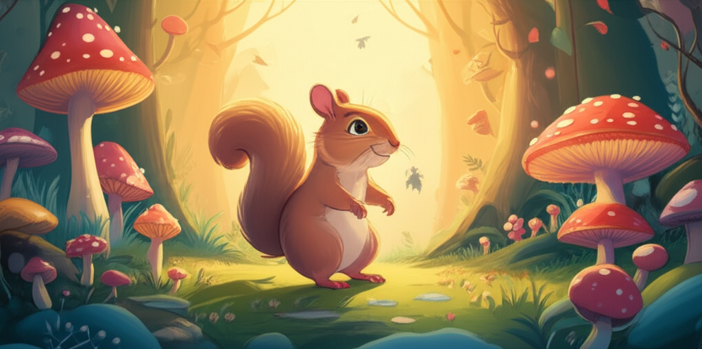 Cover illustration for Squeaky and the Starlight Acorn - a personalized children's story