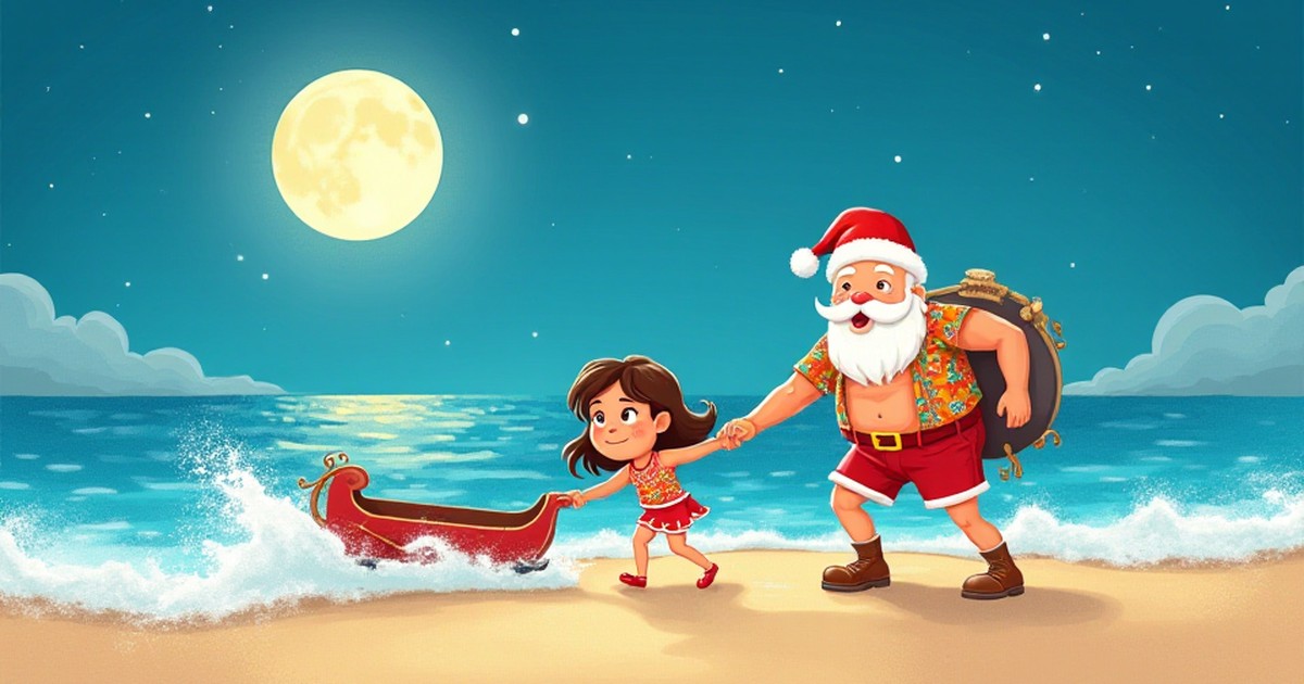 Cover illustration for O Papai Noel Surfista - a personalized children's story