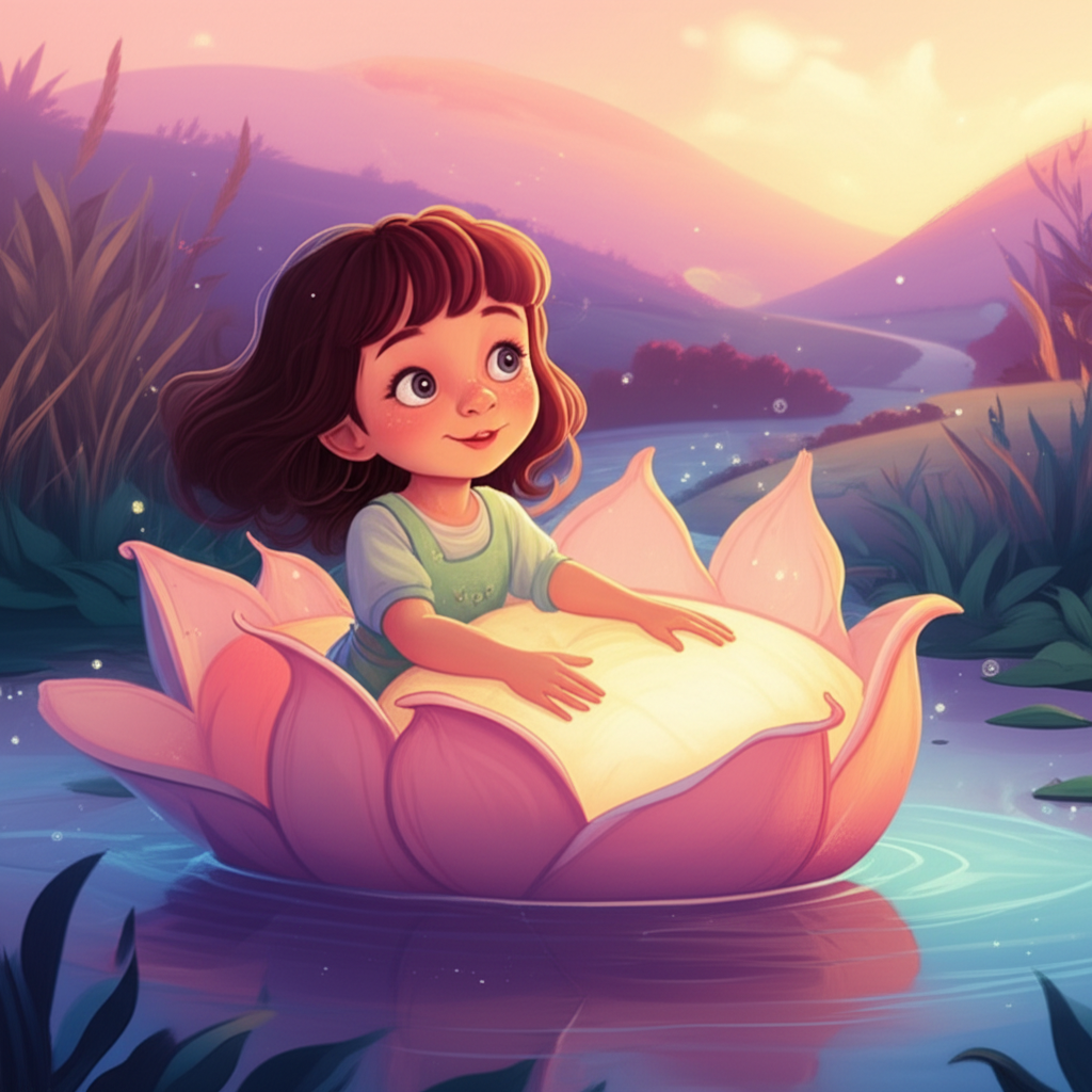 Cover illustration for Flora and the Moonpetal Boat - a personalized children's story