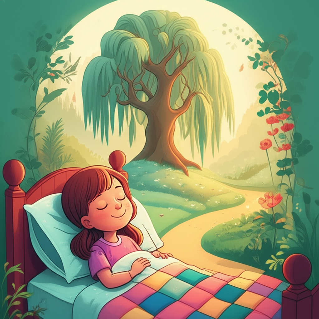Cover illustration for Lara and the Whispering Willow - a personalized children's story