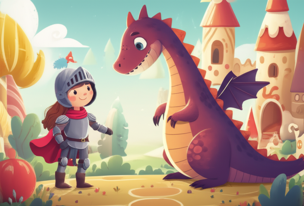Cover illustration for The Knight and the Tickle-Dragon - a personalized children's story