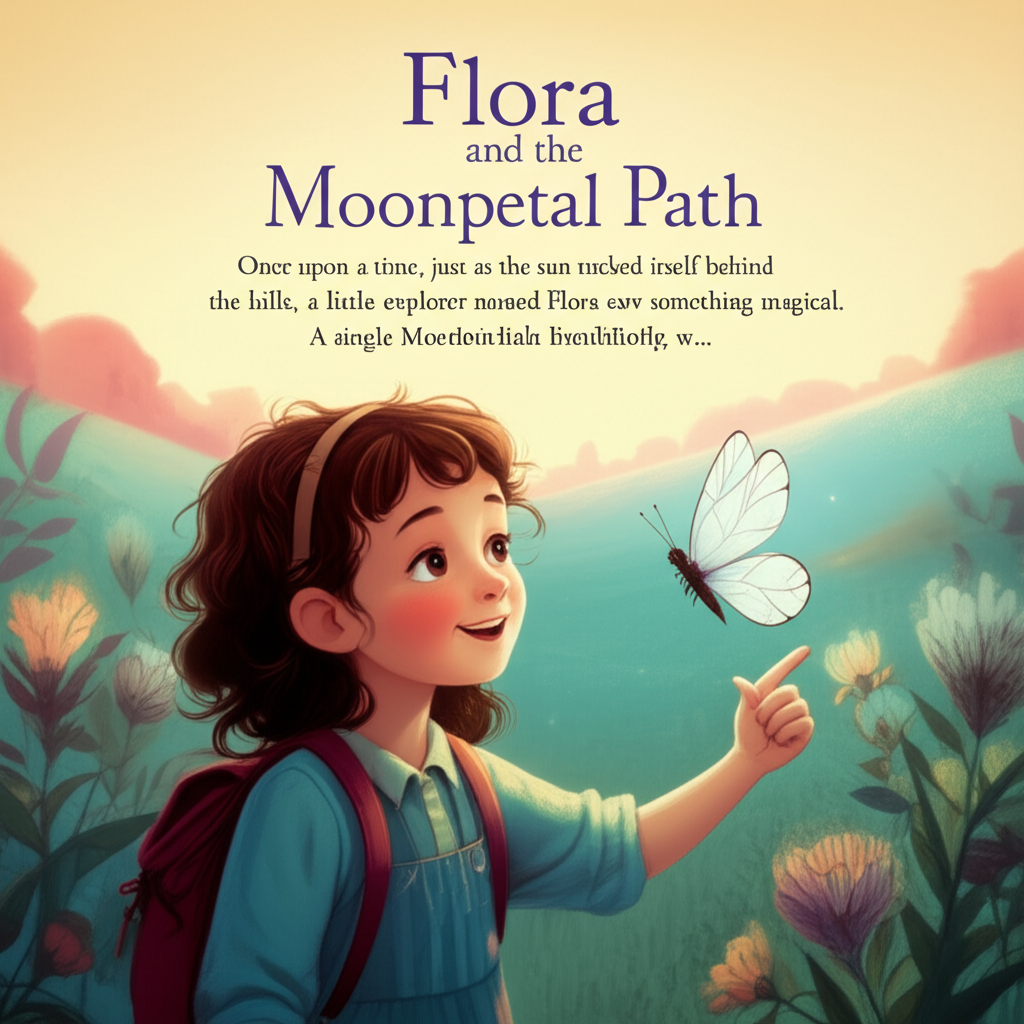 Cover illustration for Flora and the Moonpetal Path - a personalized children's story