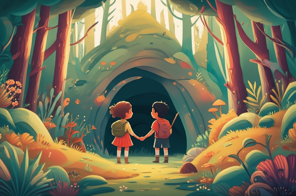 Cover illustration for The Whispering Cave of Courage - a personalized children's story