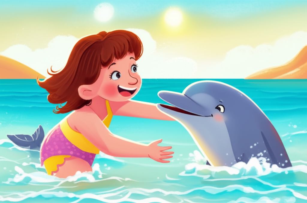 Cover illustration for Zoe e o Golfinho Risonho - a personalized children's story