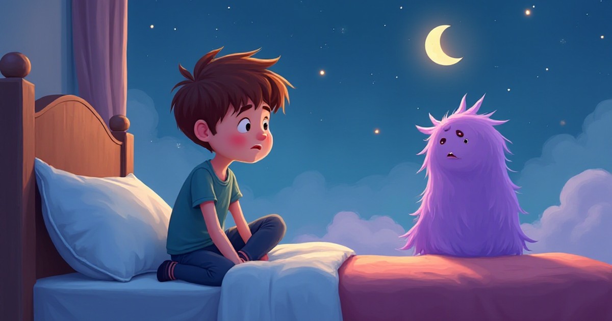 Cover illustration for John and the Wobbly Purple Monster - a personalized children's story