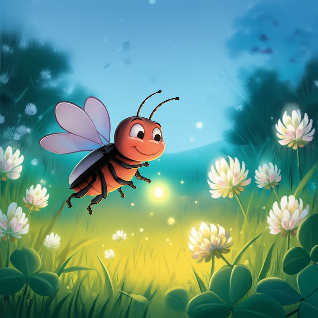 Cover illustration for Flicker the Firefly's Quiet Adventure - a personalized children's story