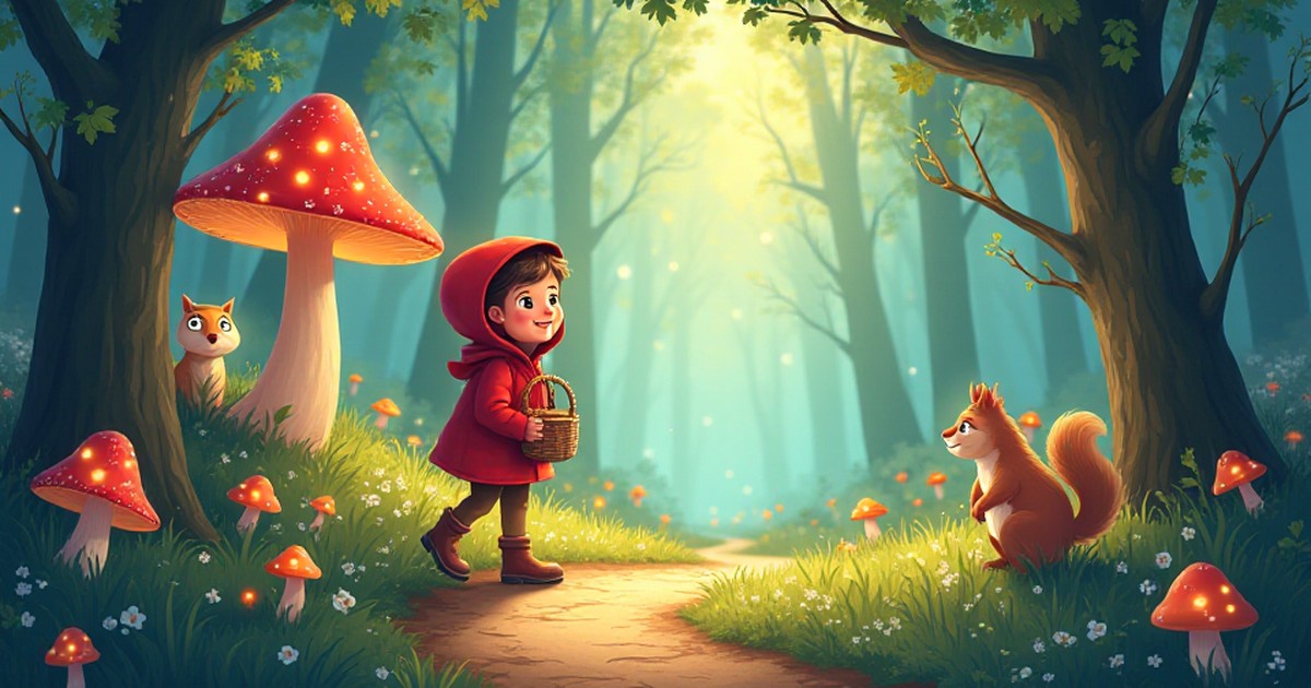 Cover illustration for Little Red Riding Hood and the Whispering Woods - a personalized children's story