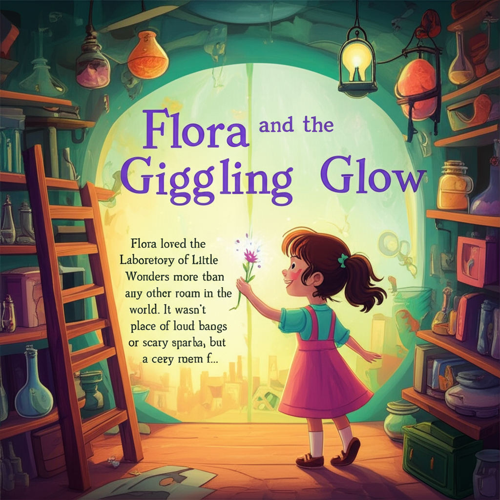 Cover illustration for Flora and the Giggling Glow - a personalized children's story