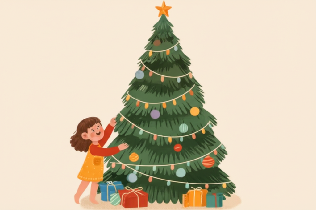 Cover illustration for Hannah's Christmas Tree Surprise - a personalized children's story