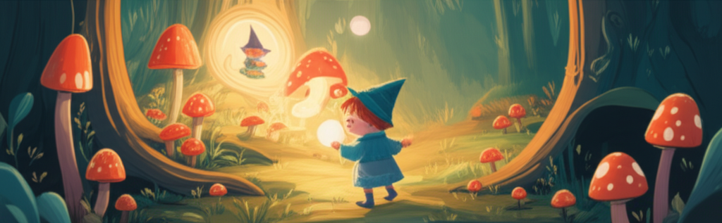 Cover illustration for Flora and the Gnome's Gleam-Crystal - a personalized children's story