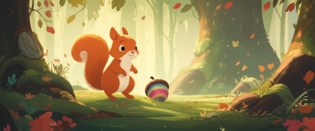 Cover illustration for Leo and the Rainbow Acorn - a personalized children's story