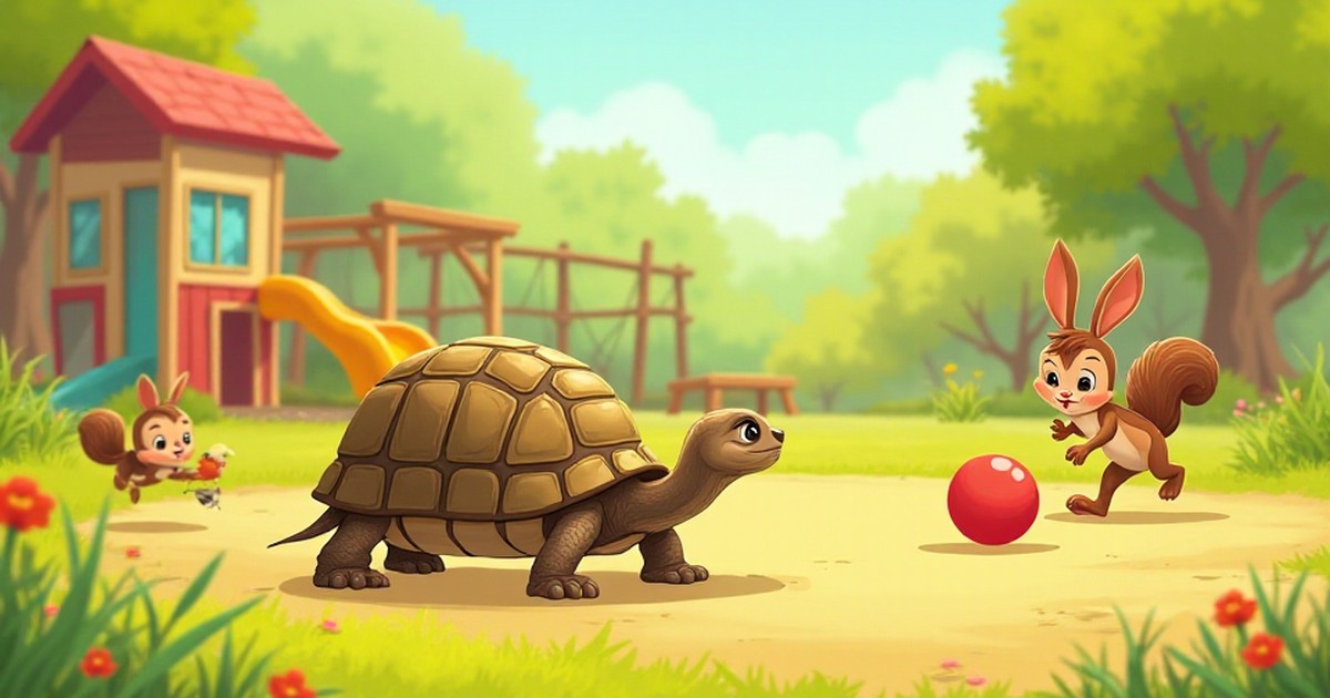 Cover illustration for Thomas the Tortoise's Playground Race - a personalized children's story